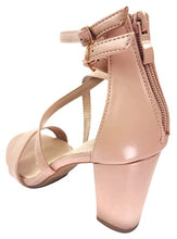 Load image into Gallery viewer, Over the Toe Strap Ankle Wrap Strap Heel Open Toe Block Heel Criss Cross Low, Black, 9