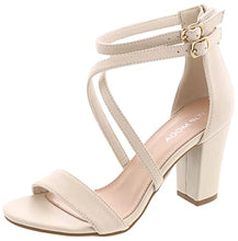 Load image into Gallery viewer, Over the Toe Strap Ankle Wrap Strap Heel Open Toe Block Heel Criss Cross Low, Black, 9