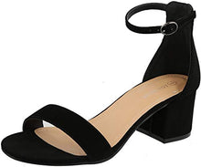 Load image into Gallery viewer, TOP Moda Darcie-1 Women's Fashion Ankle Strap Chunky Low Heel Dress Sandal Shoes,Black,9
