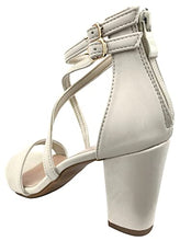 Load image into Gallery viewer, Over the Toe Strap Ankle Wrap Strap Heel Open Toe Block Heel Criss Cross Low, Black, 9