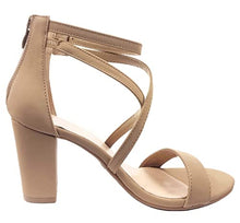 Load image into Gallery viewer, Over the Toe Strap Ankle Wrap Strap Heel Open Toe Block Heel Criss Cross Low, Black, 9
