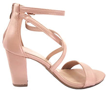 Load image into Gallery viewer, Over the Toe Strap Ankle Wrap Strap Heel Open Toe Block Heel Criss Cross Low, Black, 9