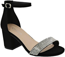 Load image into Gallery viewer, TOP Moda Darcie-1 Women's Fashion Ankle Strap Chunky Low Heel Dress Sandal Shoes,Black,9
