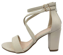 Load image into Gallery viewer, Over the Toe Strap Ankle Wrap Strap Heel Open Toe Block Heel Criss Cross Low, Black, 9
