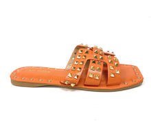 Load image into Gallery viewer, Women Flat slides with studs Cape Robbin Amisha
