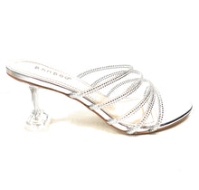 Load image into Gallery viewer, Women 5 Rhinestone Straps Slide heeled sandal Water-06
