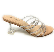 Load image into Gallery viewer, Women 5 Rhinestone Straps Slide heeled sandal Water-06

