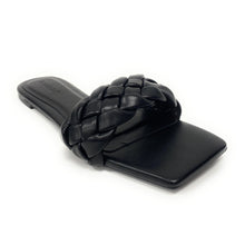 Load image into Gallery viewer, Women flat weaved slide soft PU material Block-19
