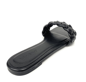Women flat weaved slide soft PU material Block-19