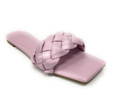 Load image into Gallery viewer, Women flat weaved slide soft PU material Block-19
