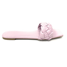 Load image into Gallery viewer, Women flat weaved slide soft PU material Block-19
