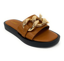 Load image into Gallery viewer, WOMEN SIDEKICK-11 wide band slide w/ oversixed chain flat sandals
