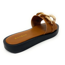 Load image into Gallery viewer, WOMEN SIDEKICK-11 wide band slide w/ oversixed chain flat sandals
