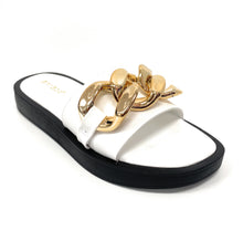 Load image into Gallery viewer, WOMEN SIDEKICK-11 wide band slide w/ oversixed chain flat sandals
