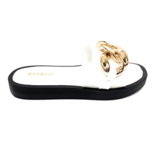 Load image into Gallery viewer, WOMEN SIDEKICK-11 wide band slide w/ oversixed chain flat sandals
