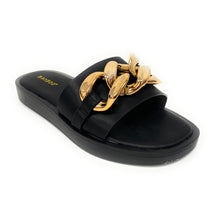 Load image into Gallery viewer, WOMEN SIDEKICK-11 wide band slide w/ oversixed chain flat sandals
